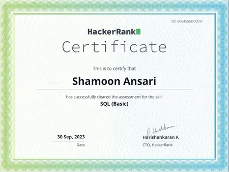 SQL (Basic) Certificate - HackerRank