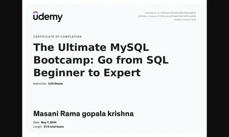The Ultimate MySQL Bootcamp: Go from SQL Beginner to Expert