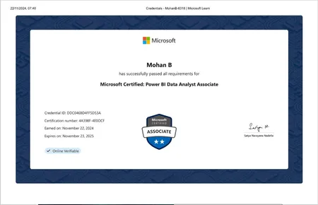 Microsoft Certified: Power BI Data Analyst Associate