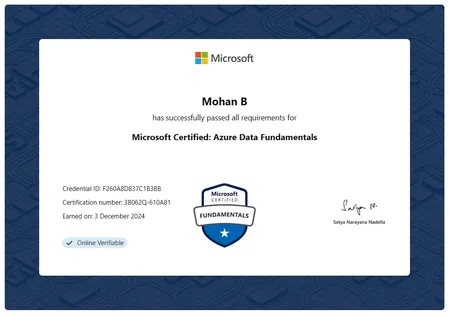 Microsoft Certified: Azure Data Fundamentals