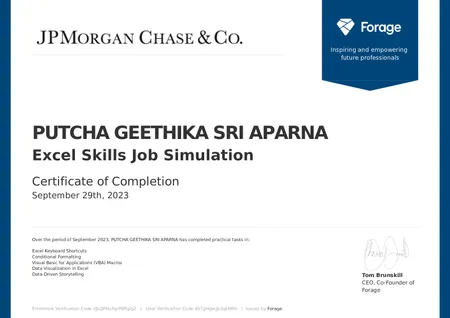 JP Morgan: Excel Skills for Job Simulation
