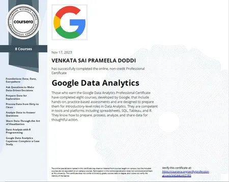 Google Data analytics Certification