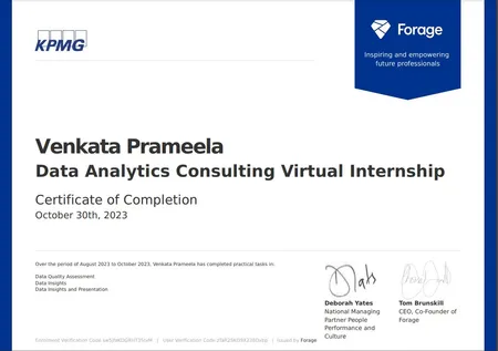 KPMG Data analyst virtual Internship