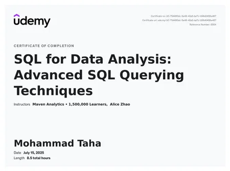 SQL for Data Analysis: Advanced SQL Querying Techniques
