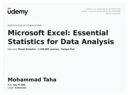 Microsoft Excel: Essential Statistics for Data Analysis