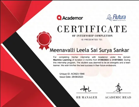 Python (Programming Language) and Machine Learning certificate from Academor