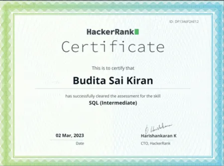 SQL (Intermediate) by HackerRank