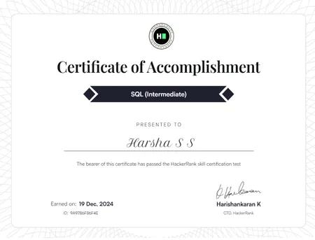 SQL (Intermediate) Certificate