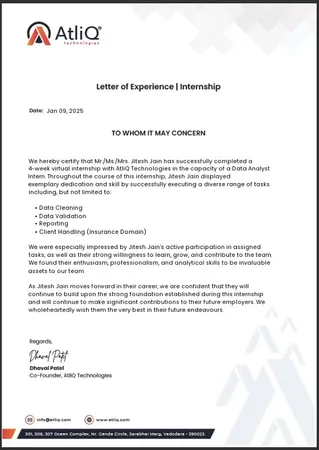 Experience Letter