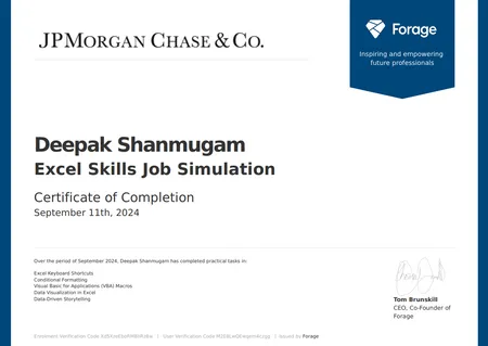Excel skills job simulation