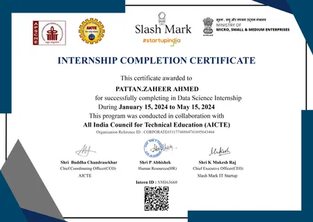 Slash Mark Internship Completion Certificate