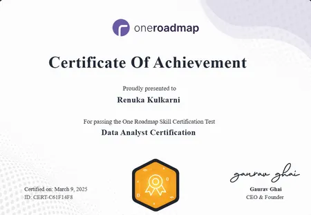 Data Analyst Certification