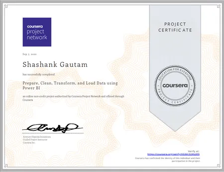 Coursera - Prepare clean and Transform data using PowerBI.