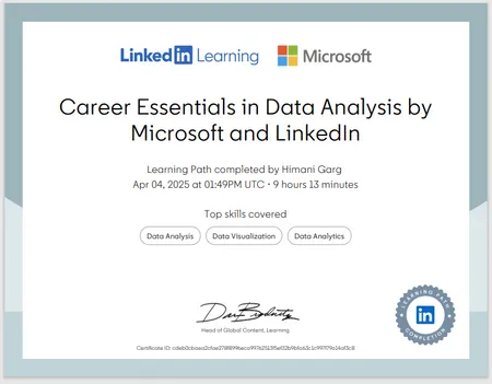 Career Essentials in Data Analysis by Microsoft and LinkedIn