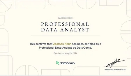 Professional Data Analyst, Datacamp