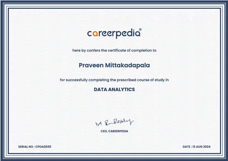 Portfolio - Praveen Mittakadapala | Codebasics