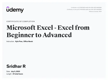 Excel Beginner to Advanced