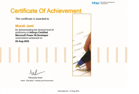 Infosys Certified Microsoft Power BI Developer