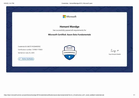 Microsoft Certified Azure Data Fundamentals