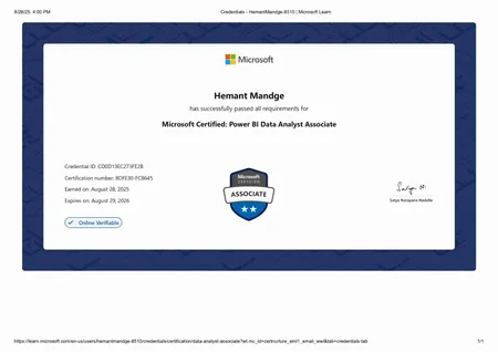 Microsoft Power BI Data Analyst Associate