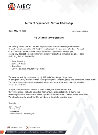 Letter of Experience | Virtual Internship