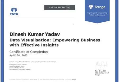 Forage logo Tata Group - Data Visualisation: Empowering Business with Effective Insights Job Simulation