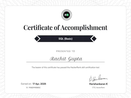 SQL (Basic) Certificate