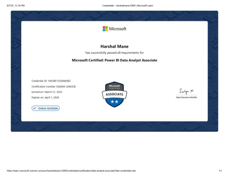 Microsoft Certified: Power BI Data Analyst Associate