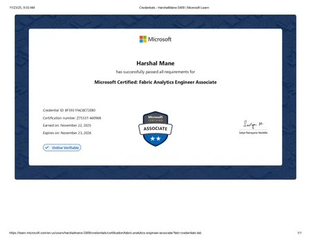 Microsoft Certified: Fabric Analytics Engineer Associate
