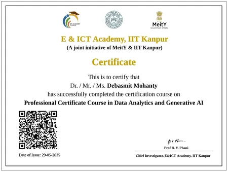 Professional Certificate Course in Data Analytics and Generative AI
