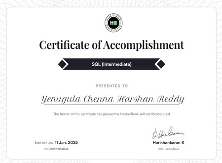 Portfolio - Yenugula Chenna Harshan Reddy | Codebasics