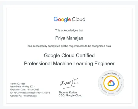 Google Cloud Certified Professional Machine Learning Engineer