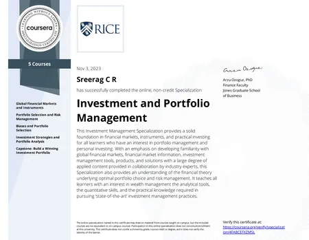 Investment and Portfolio Management - Coursera
