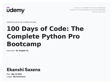 100 Days of Code: The Complete Python Pro Bootcamp