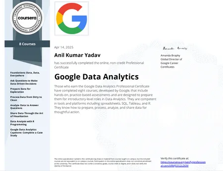 Google Data Analytics Professional Certificate