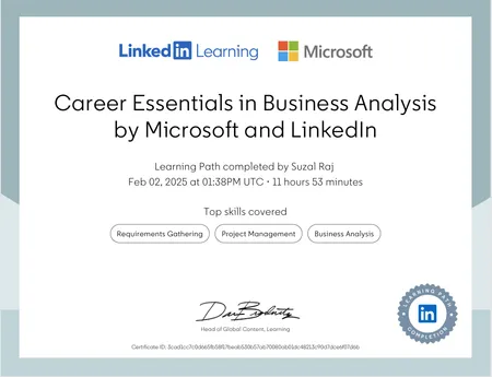 Career Essentials in Business Analysis by Microsoft and LinkedIn