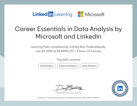 Career Essentials in Data Analysis by Microsoft and Linkedin