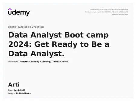 Data Analyst for Beginner by Udemy