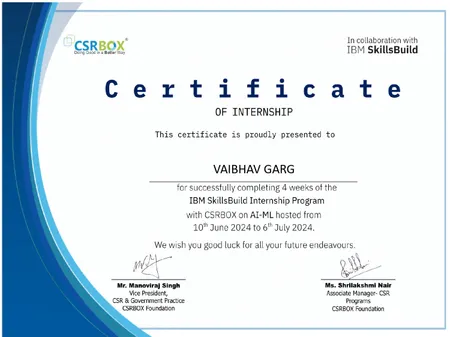 AI/ML Internship at IBM SkillsBuild