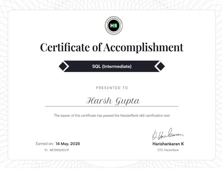 HackerRank certified SQL(intermediate))