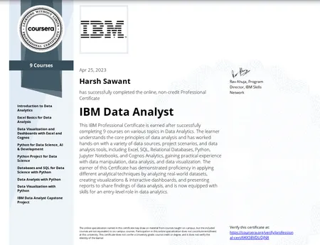 IBM Professional Data Analyst