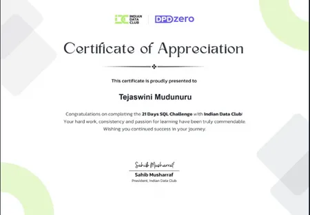 21 days SQL challenge with Indian Data club