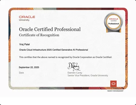 Oracle Cloud Infrastructure 2025 Certified Generative AI Professional