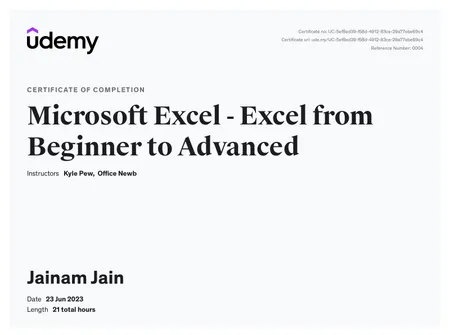 Microsoft Excel - Excel from Beginner to Advanced