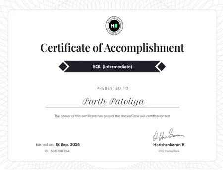 Portfolio - Parth Patoliya | Codebasics