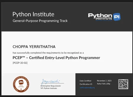 PCEP™ – Certified Entry-Level Python Programmer