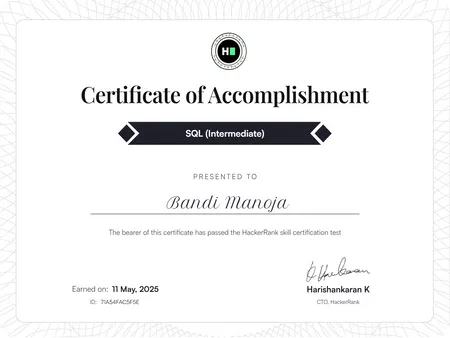 SQL(Intermediate) Certified