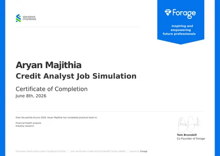 Standard Chartered - Credit Analyst Job Simulation