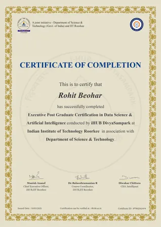 Executive Post Graduate Certification in Data Science & Artificial Intelligence Certificate