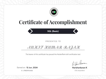 Portfolio - Ankit Kumar Rajak | Codebasics